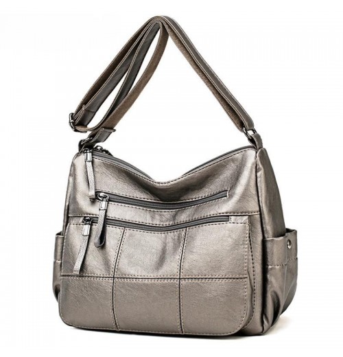 Faux Leather Tote Bag With Zipper Faux Leather Tote Bag With Zipper