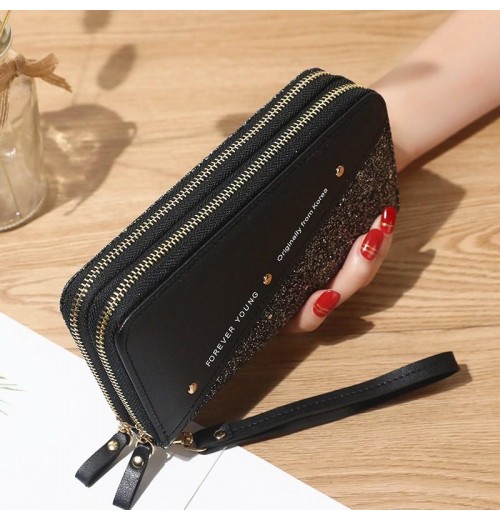 Double Zip Leather Purse Double Zip Leather Purse