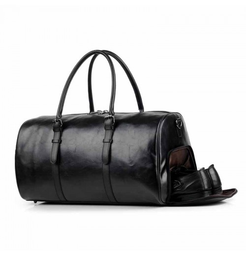 Leather Gym Bag With Shoe Compartment Leather Gym Bag With Shoe Compartment