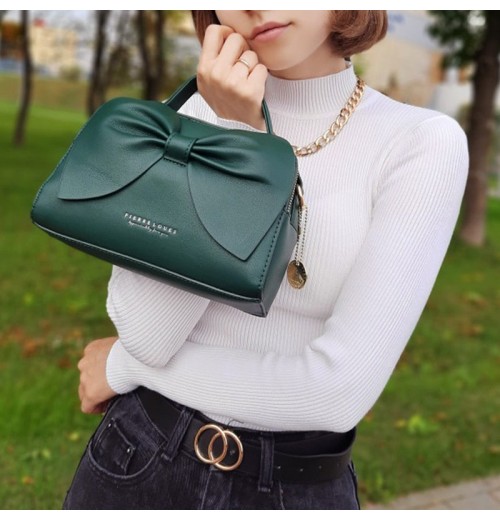 Leather Bag With Bow On Front Leather Bag With Bow On Front