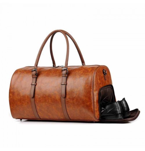 Leather Gym Bag With Shoe Compartment Leather Gym Bag With Shoe Compartment