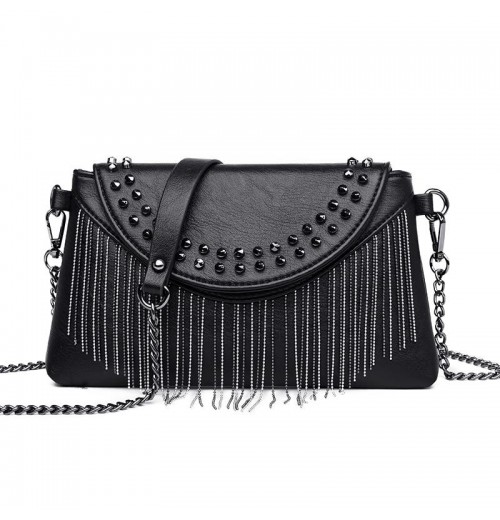 Black Crossbody Bag With Silver Hardware Black Crossbody Bag With Silver Hardware
