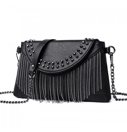 Black Crossbody Bag With Silver Hardware Black Crossbody Bag With Silver Hardware